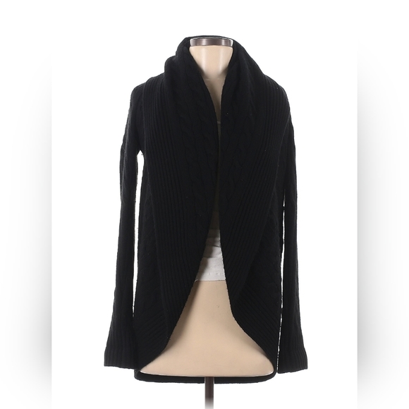 Ralph Lauren Black Label Women 100% Cashmere Circle Cardigan Wrap Shawl Collar
